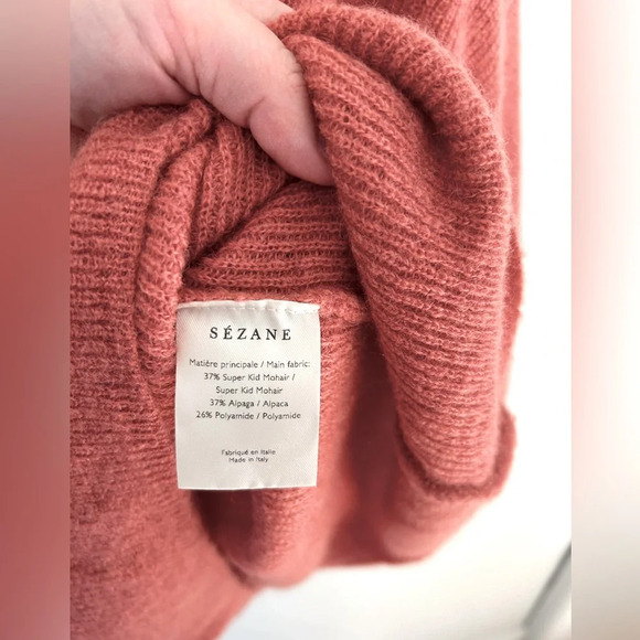 NWOT SEZANE Nelson Alpaca/ Kid Mohair V Neck Mauve Button Detail Sweater S - Picture 9 of 10